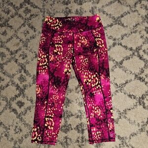 Betsey Johnson Pink and Yellow Leggings with Wide Waistband